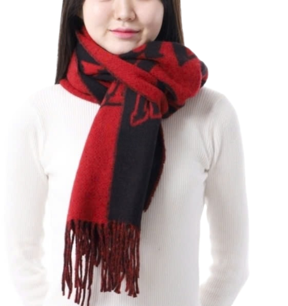 Red Fringe Wool Scarf