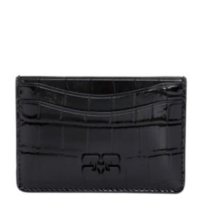 Black Crocodile Patent Gani Bow Card Holder