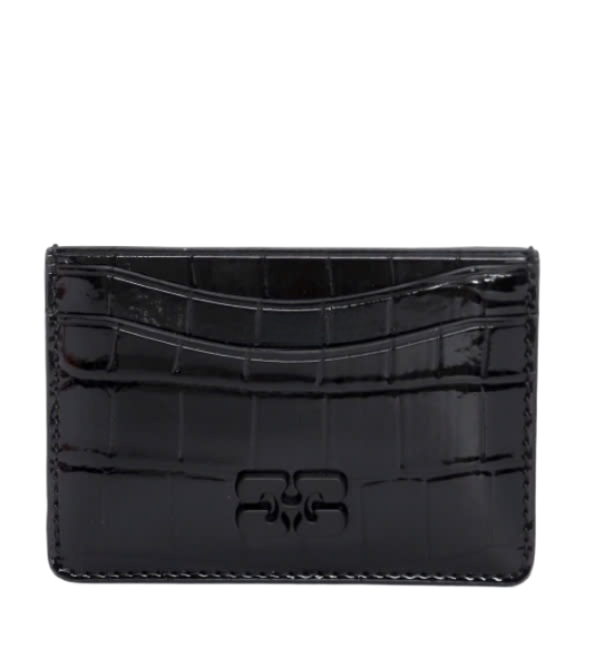 Black Crocodile Patent Gani Bow Card Holder