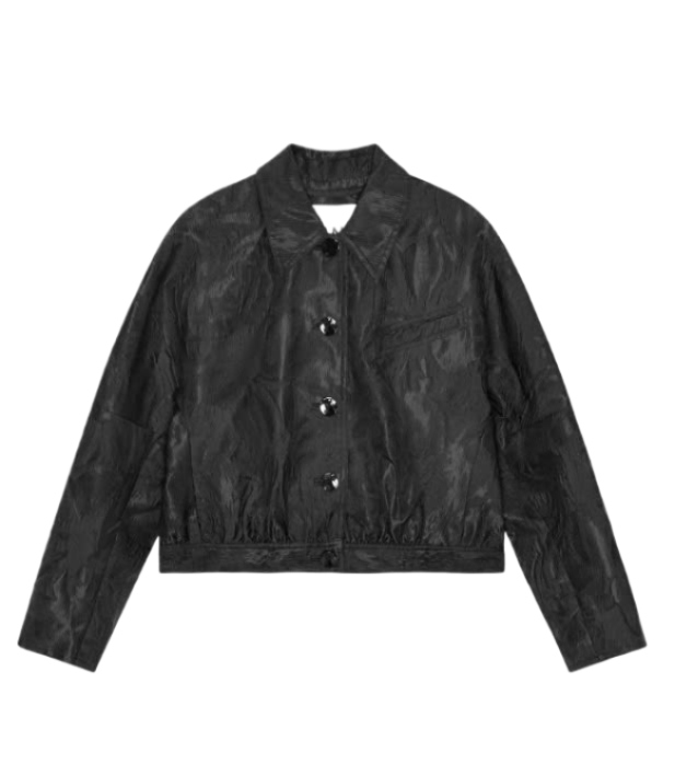 Black textured cloqué short jacket