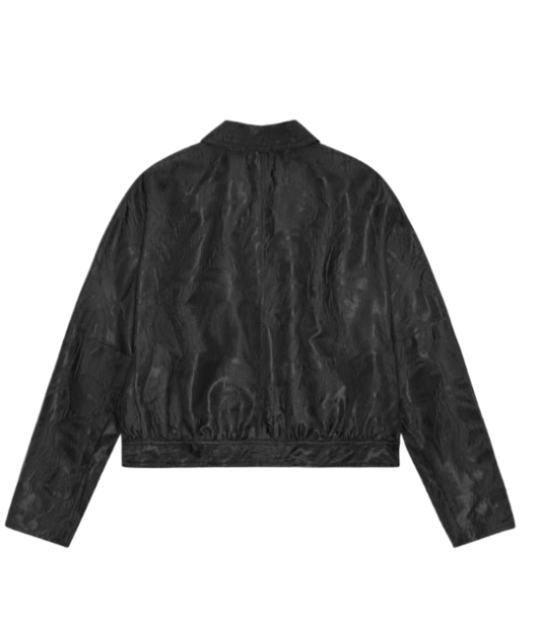 Black textured cloqué short jacket