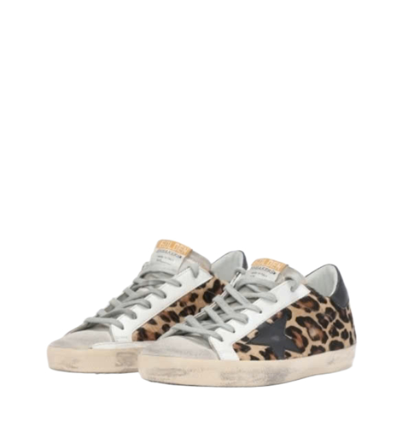 Superstar Classic Sneakers Leopard Print Pony Skin Black Star