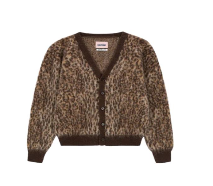 As If Calie Leopard Knit Cardigan Brown