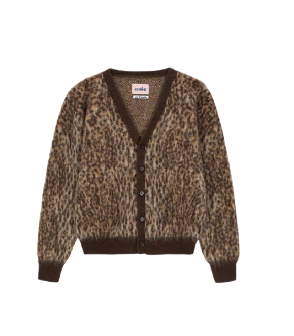 As If Calie Leopard Knit Cardigan Brown