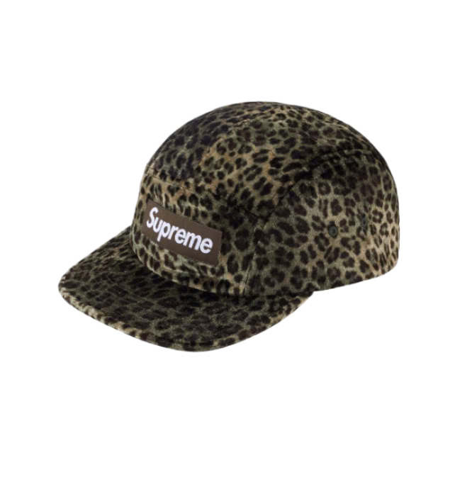 Supreme Leopard Velvet Camp Cap Olive - 24SS