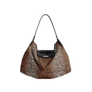 Geneve Large Hobo Bag Leopard Print Beige