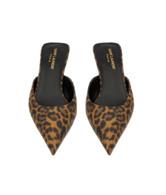 Barbara Mules In Leopard Grosgrain Manto Natural