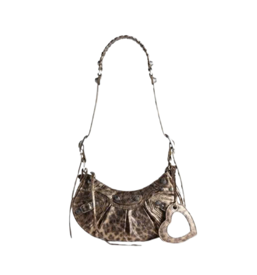 Le Cagole Xs Shoulder Bag Metallized With Leopard Printin Brown