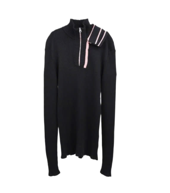 Panel Detail Long Sleeve Half Zip-up Knit