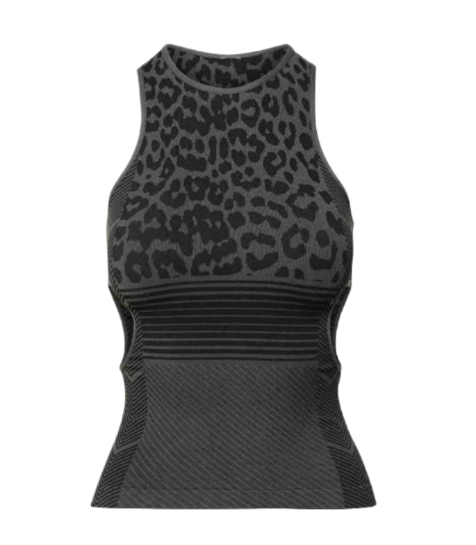 Jacquard leopard cutout sleeveless top