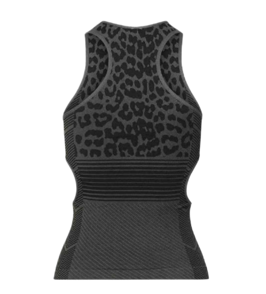 Jacquard leopard cutout sleeveless top