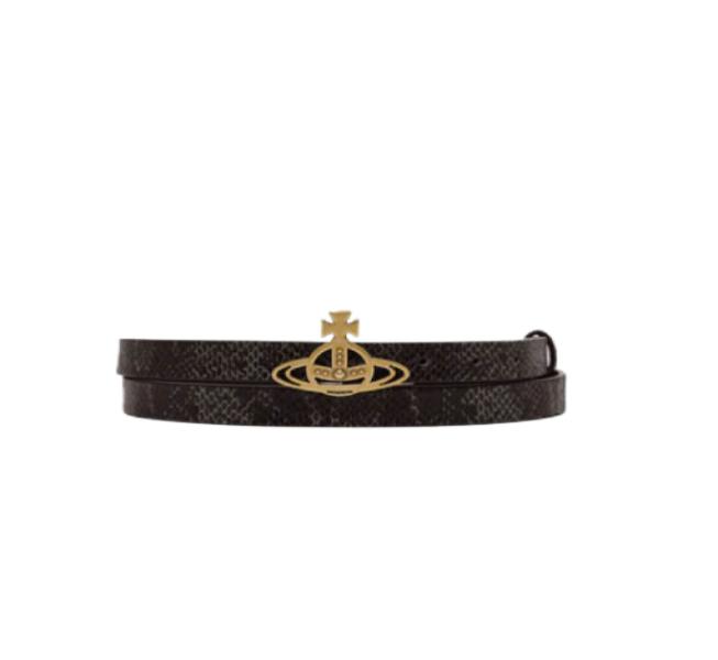 ORB Logo Snake Effect Leather Belt