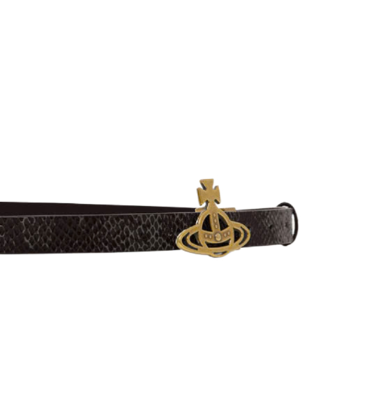 ORB Logo Snake Effect Leather Belt