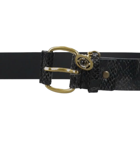 ORB Logo Snake Effect Leather Belt