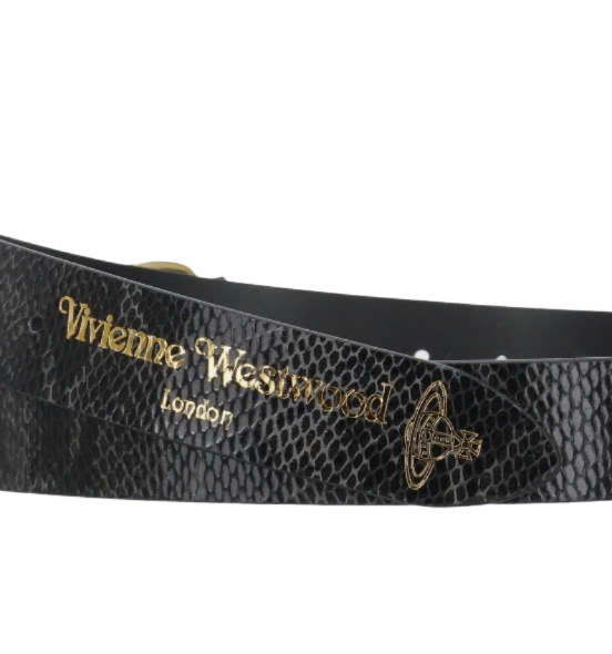 ORB Logo Snake Effect Leather Belt