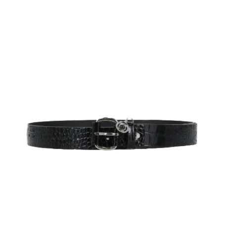 ORB Logo Crocodile Effect Leather Belt