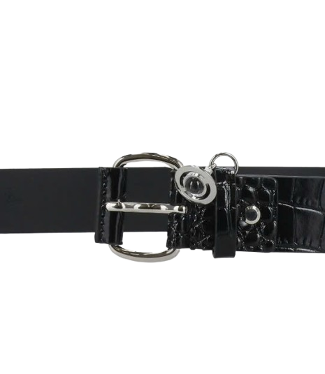 ORB Logo Crocodile Effect Leather Belt