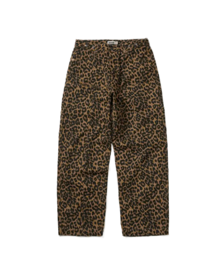 Leopard cotton twill pants / Beige