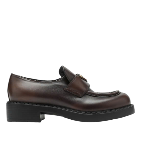 Triangle Logo Leather Loafers