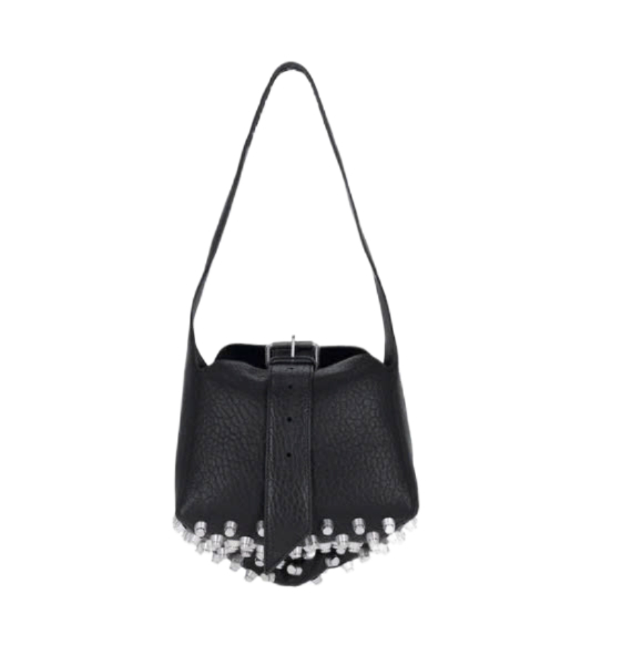 REX Leather Stud Embellished Medium Shoulder Bag