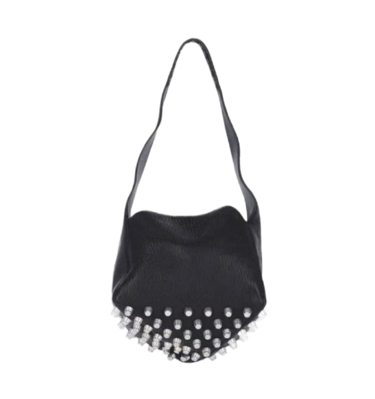 REX Leather Stud Embellished Medium Shoulder Bag