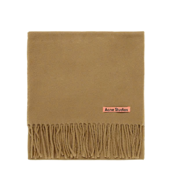 Dark Camel Fringe Wool Muffler