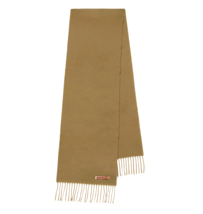 Dark Camel Fringe Wool Muffler