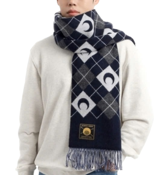 Moon Argyle Knit Scarf