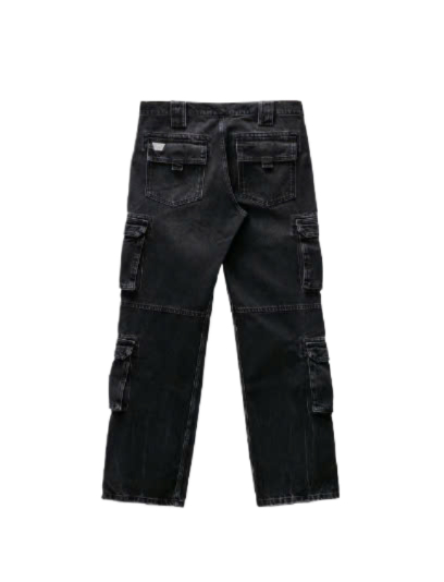 Harness Strap Denim Cargo Pants