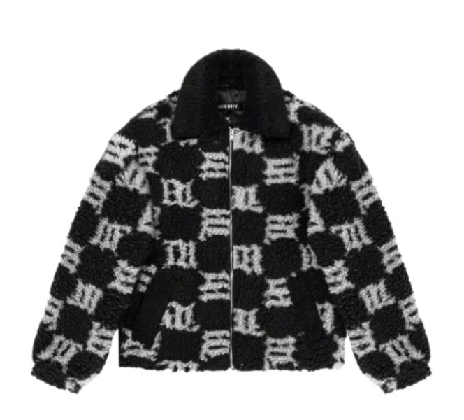 Monogram faux shearling zip-up jacket