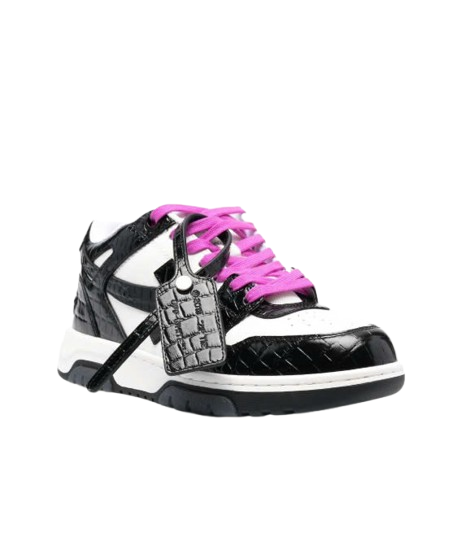 OOO OUT OF OFFICE CROCO PRINT LEATHER SNEAKERS WHITE & BLACK