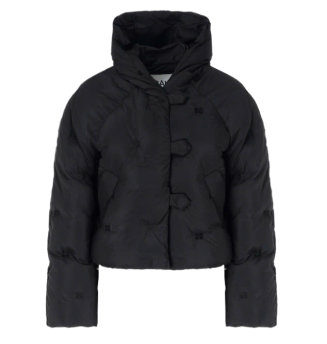 Black Short Tech Puffer Jacket