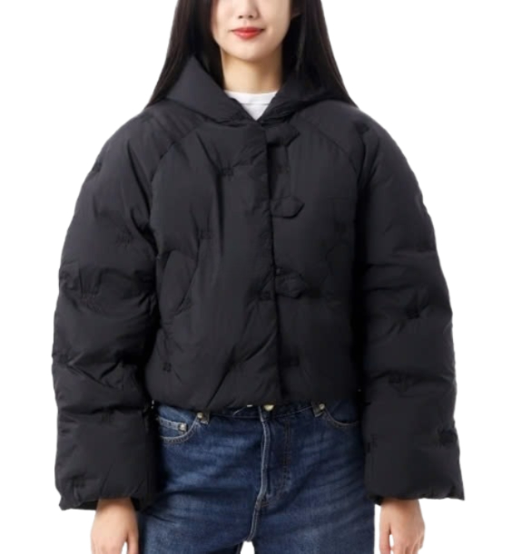 Black Short Tech Puffer Jacket