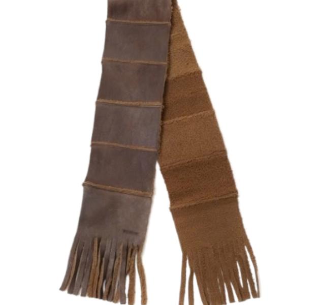 24FWSHEARLING SCARF Rustic Grain Brown Shearling