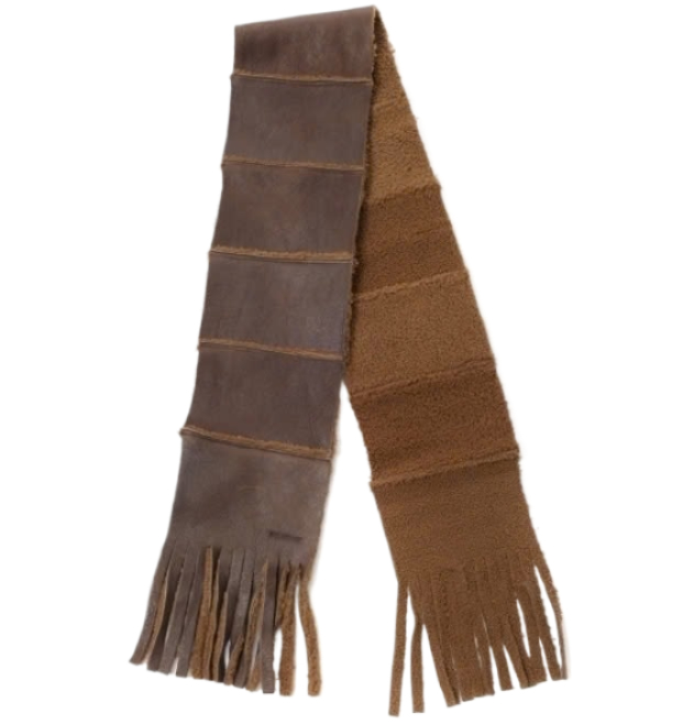 24FWSHEARLING SCARF Rustic Grain Brown Shearling