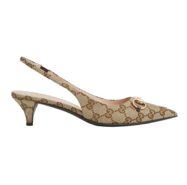 GG pattern canvas slingback heel