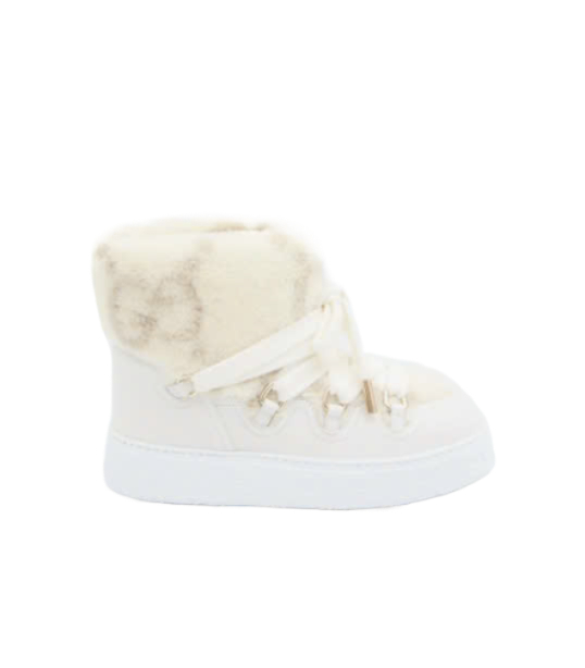 GG Detail Shearling Lace-Up Boots