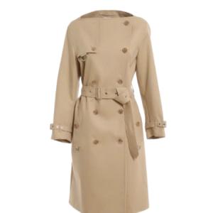 Boatneck cotton gabardine trench coat