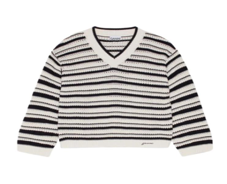 24FWSTRIPED VNECK JUMPER