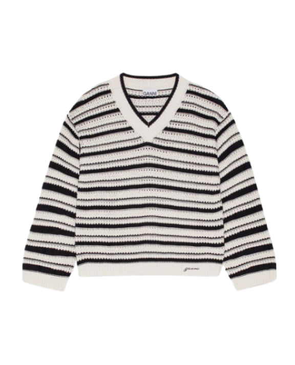 24FWSTRIPED VNECK JUMPER