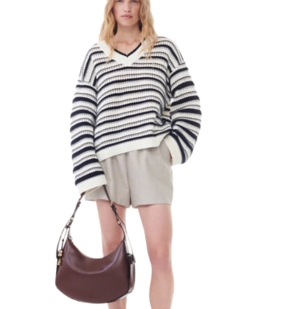 24FWSTRIPED VNECK JUMPER