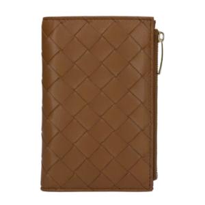 Intrecciato Lambskin Flap Wallet - Brown