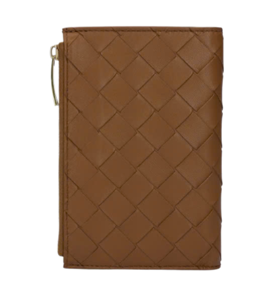 Intrecciato Lambskin Flap Wallet - Brown