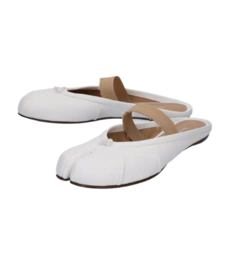 Tabi Ballerina Elastic Band Mule - Ivory:Nude