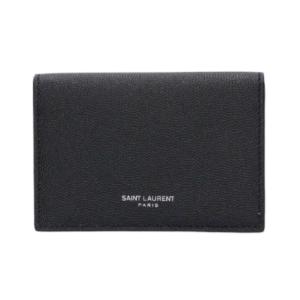 Signature Detail Grained Leather Business Card Case - Black