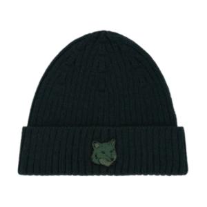 Bold Fox Head Beanie - Green