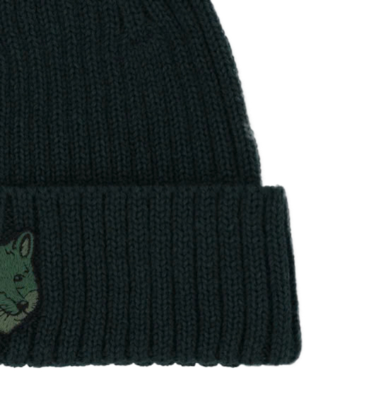 Bold Fox Head Beanie - Green