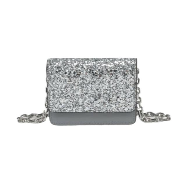 Glitter Micro Chain Wallet - Silver