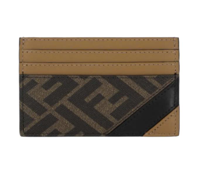 Fendi Diagonal Card Holder - Brown 