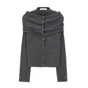 Pintruck Neck Jersey Cardigan - Charcoal 